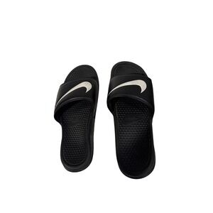 Nike Benassi JDI Black White Swoosh Athletic Slide Sandals 312618-011 Womens 11